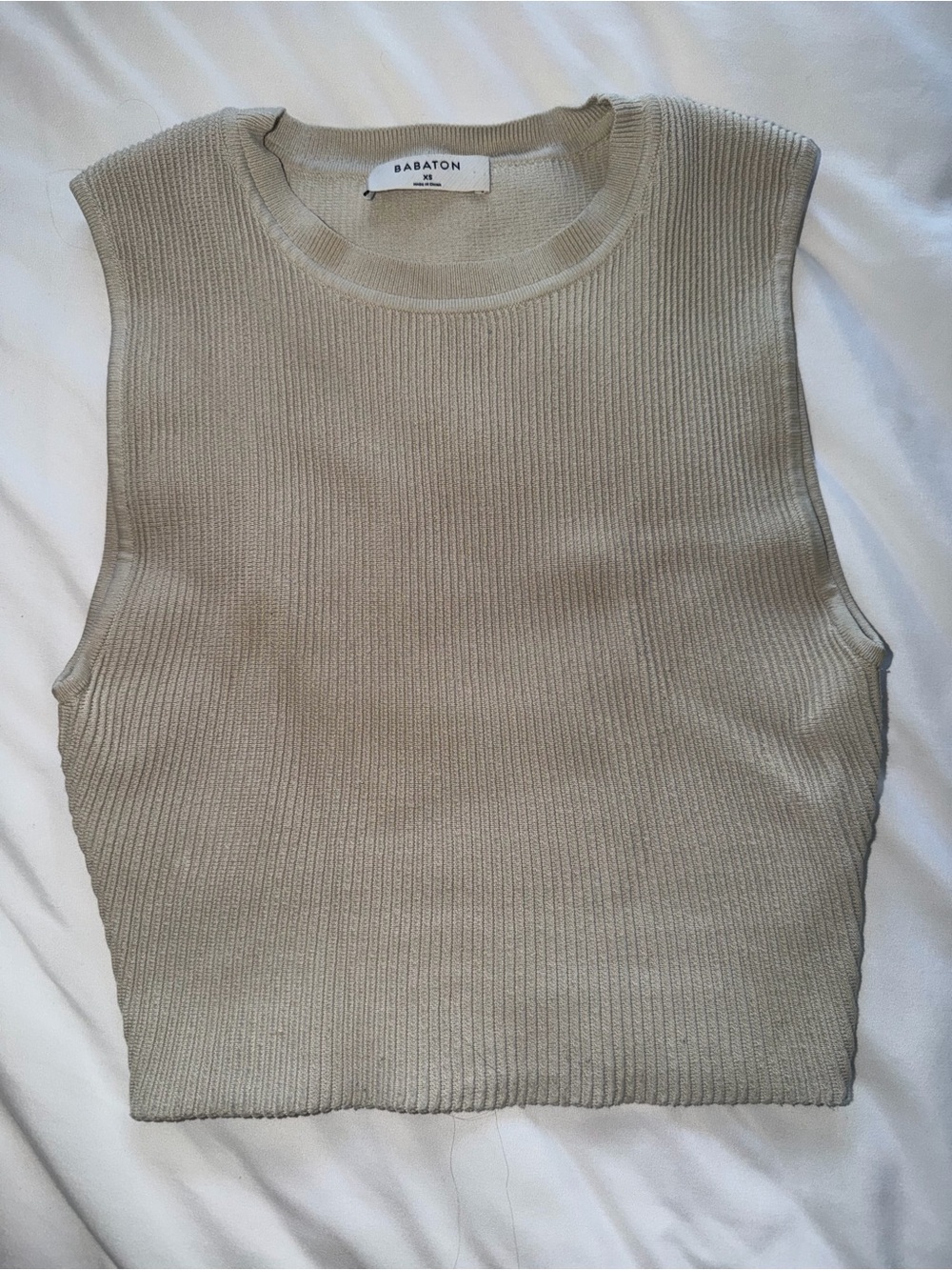 Aritzia Babaton Sleeveless Ribbed Knit Tank — Light Beige